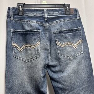 VTG‎ Y2K Carbon Boot Cut Jeans Mens 31x32 Blue Denim Faded Wash Embroidered